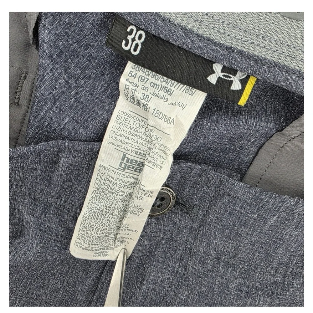Under Armour HeatGear Mens Gray Heather Golf Shorts Size 38 Loose Fit Flat Front